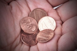 Coins in a hand - wages
